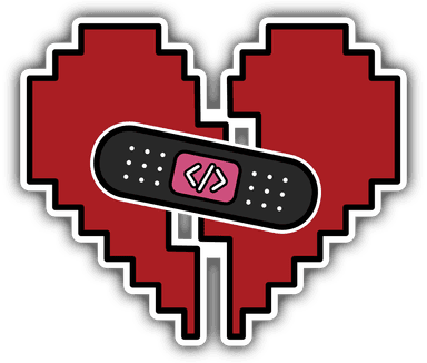 Broken heart with code branded bandaid